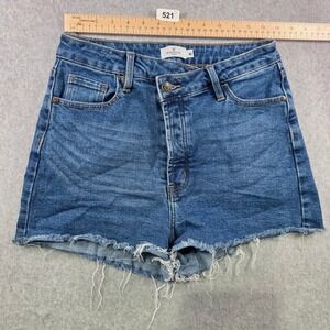 Windsor Denim Womens Medium Wash High Waisted Button Fly Raw Hem Shorts Size M